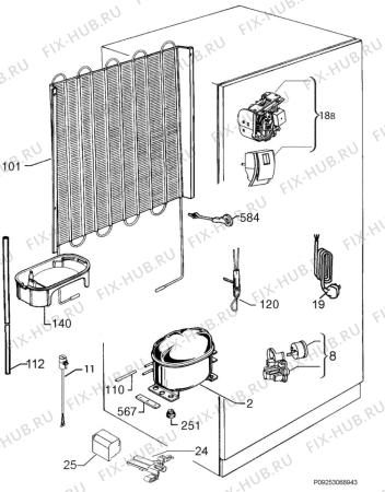 Взрыв-схема холодильника Arthur Martin AMN2811BOW - Схема узла Cooling system 017